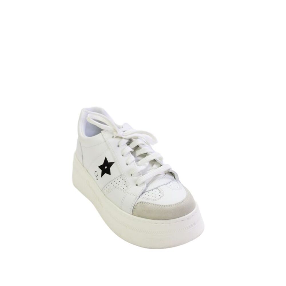 Christian Dior Womens Leather Star Logo Platform Sneakers White Size 6.5